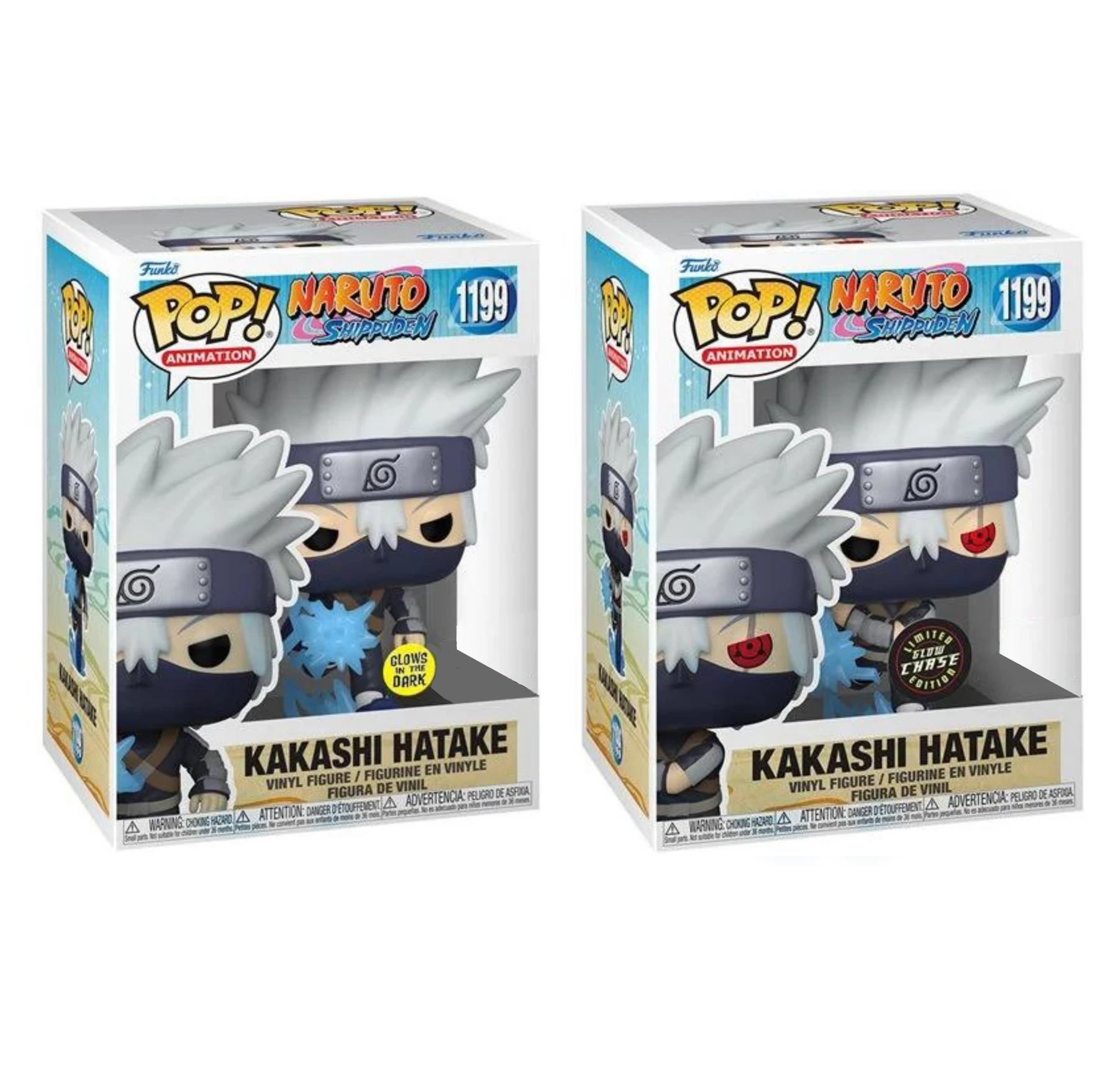 New ???? Naruto Shippuden Funko Pop! Young Kakashi Hatake (with Chidori) (GITD) Set Of 2 CHASE & Common #1199 ???? 2 New ???? Naruto Shippuden Funko Pop! Young Kakashi Hatake (with Chidori) (GITD) Set Of 2 CHASE & Common #1199 ???? - Image 2