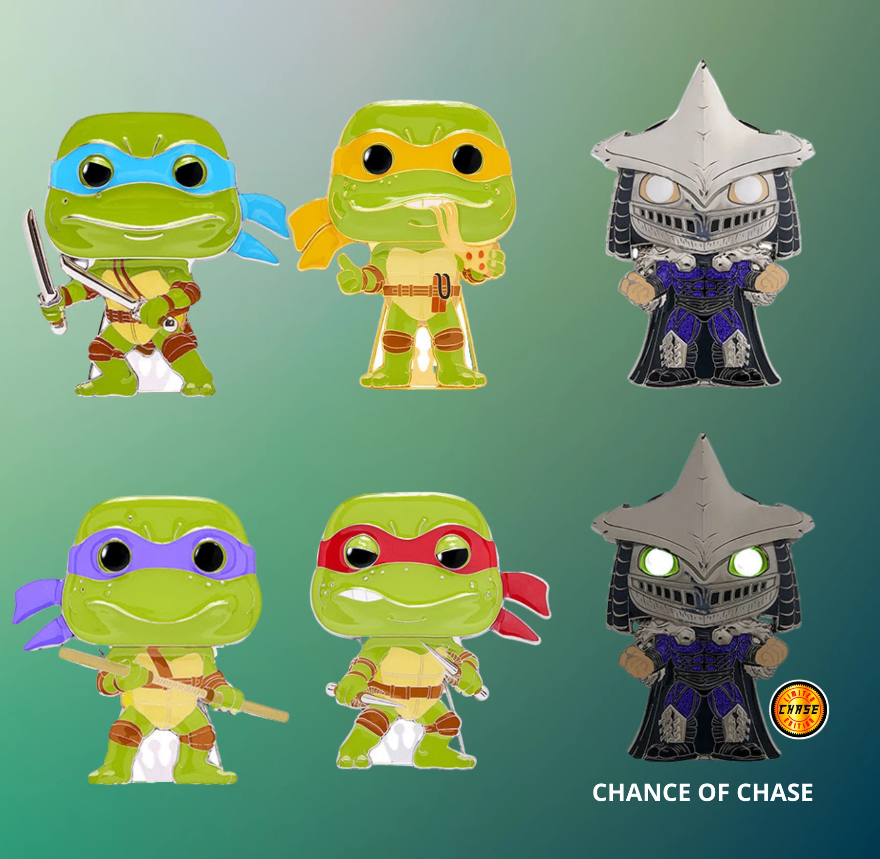 Promo ???? Teenage Mutant Ninja Turtles Funko Pop! Pins Complete Set Of 5 (Chance Of CHASE) ???? 1 Promo ???? Teenage Mutant Ninja Turtles Funko Pop! Pins Complete Set Of 5 (Chance Of CHASE) ????