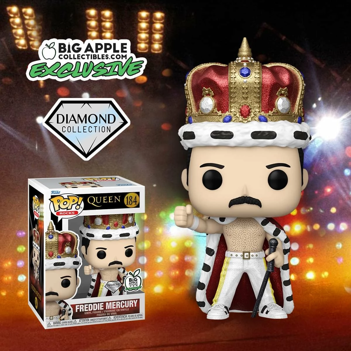 Best deal ⭐ Queen Funko Pop! Freddie Mercury (King) (Diamond Glitter) (Big Apple Exclusive) #184 ???? 1 Best deal ⭐ Queen Funko Pop! Freddie Mercury (King) (Diamond Glitter) (Big Apple Exclusive) #184 ????